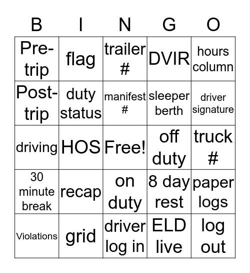 LOG Bingo Card