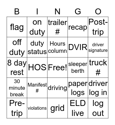 LOG Bingo Card