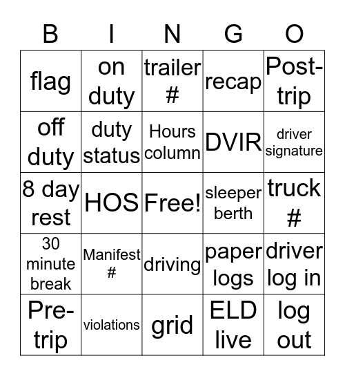 LOG Bingo Card