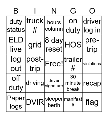 LOG Bingo Card