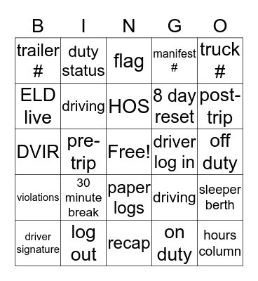 LOG Bingo Card