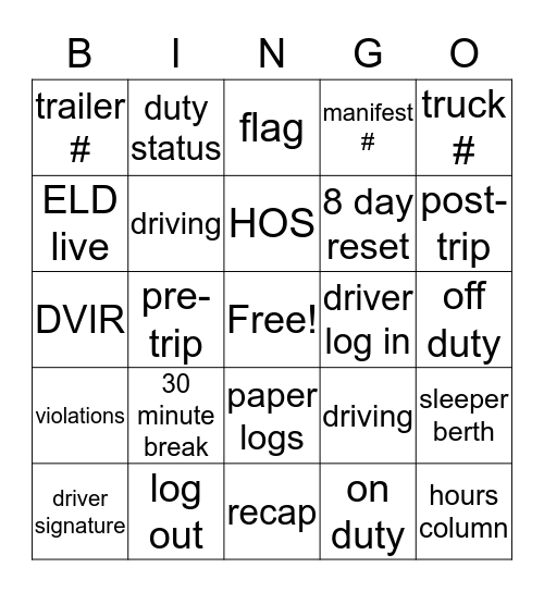 LOG Bingo Card