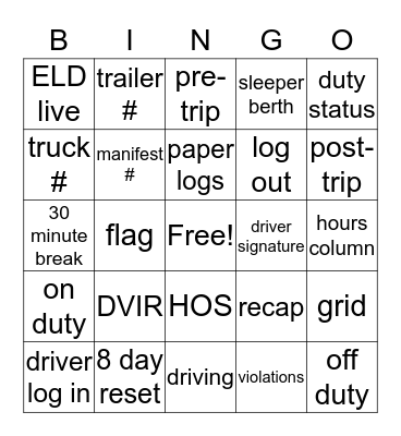 LOG Bingo Card