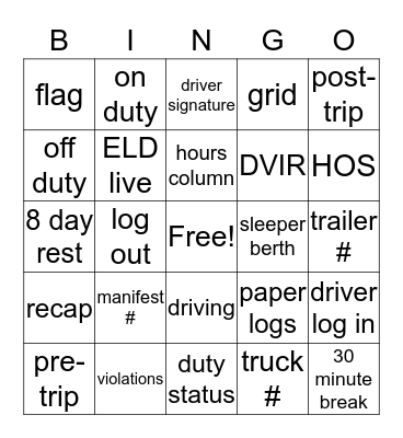 LOG Bingo Card