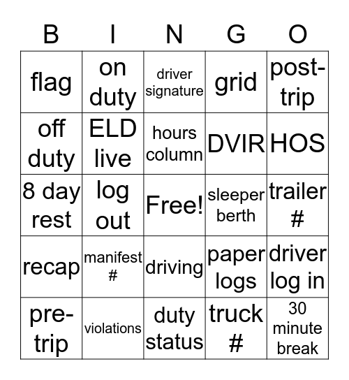 LOG Bingo Card