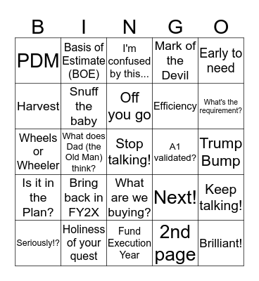POM Bingo Card