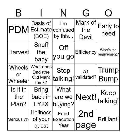 POM Bingo Card