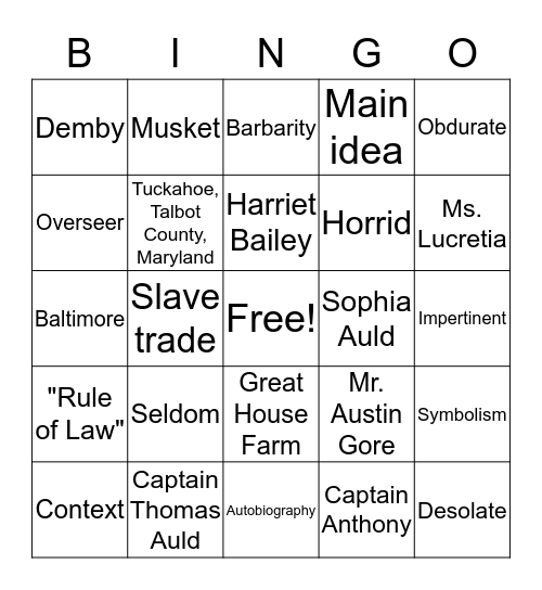Frederick Douglass-Term 2 Review Bingo Card