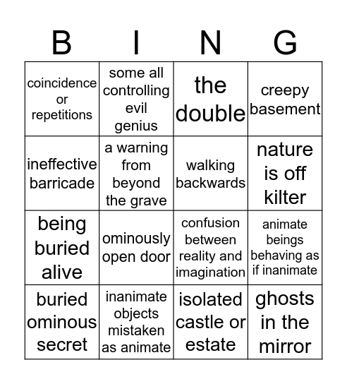 GET OUT Bingo Card