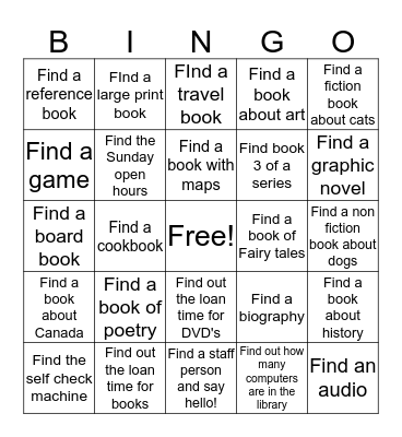 Found @ the Library Bingo  Bingo Card