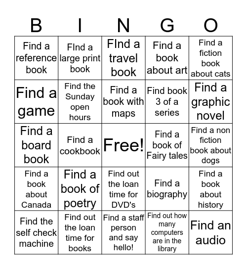 Found @ the Library Bingo  Bingo Card