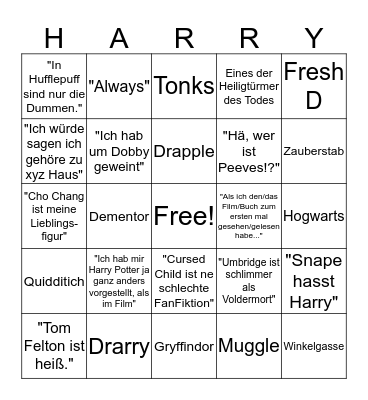 HARRY POTTER BULLSHIT BINGO Card