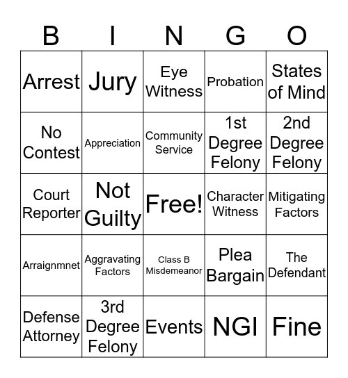 Competency Bingo Card