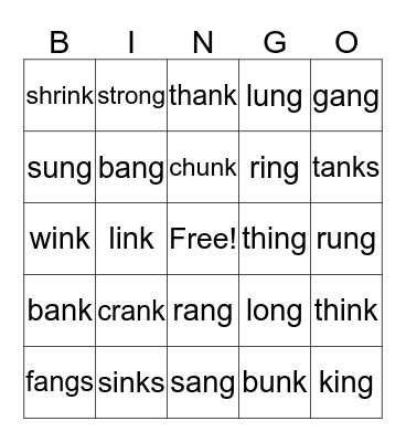 Words with Welded Sounds Bingo Card