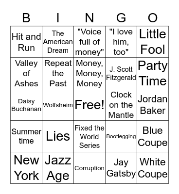 Gatsy Bingo Card