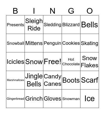2017 Holiday Week Bingo Card