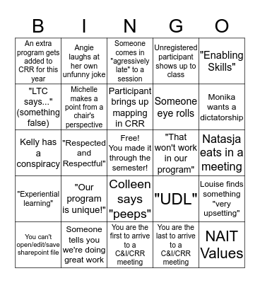 CandI Bingo Card