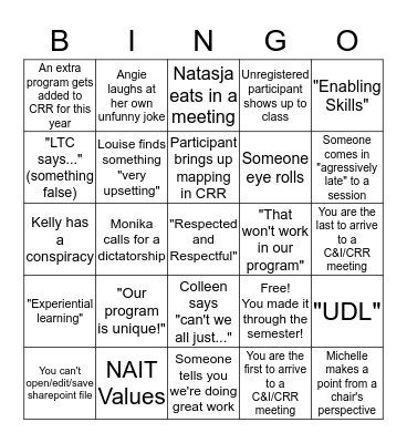 CandI Bingo Card