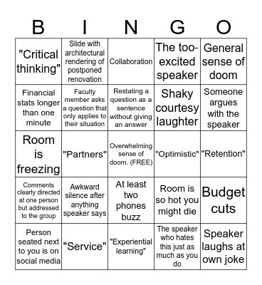 Library Meeting Bingo Card