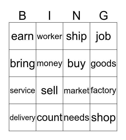 GR1 Unit3 vocab REACH Bingo Card