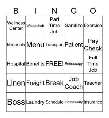 Job Skills BINGO Card