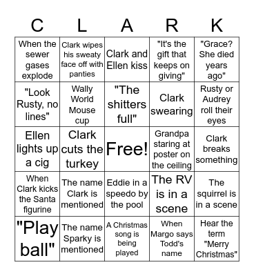 Christmas Vacation Movie Bingo Card