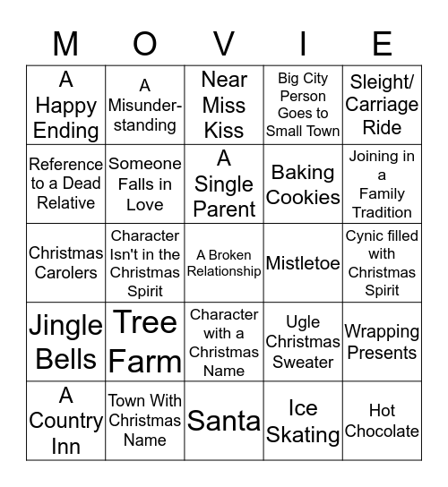 HALLMARK CHRISTMAS Bingo Card