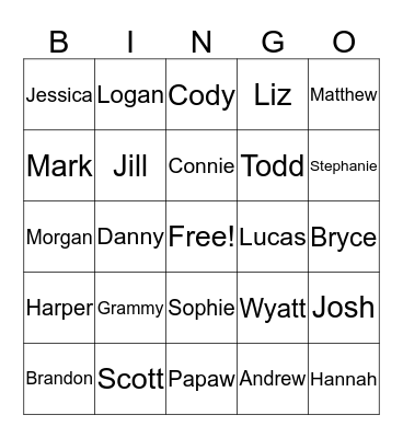 Family Bingo Card