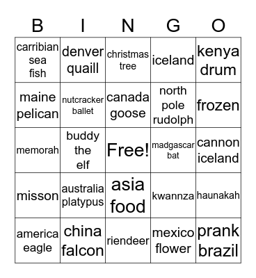 christmas around the world Bingo Card
