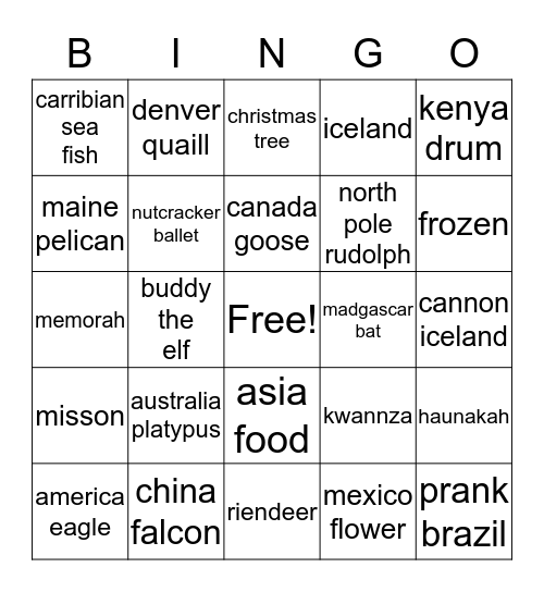christmas around the world Bingo Card