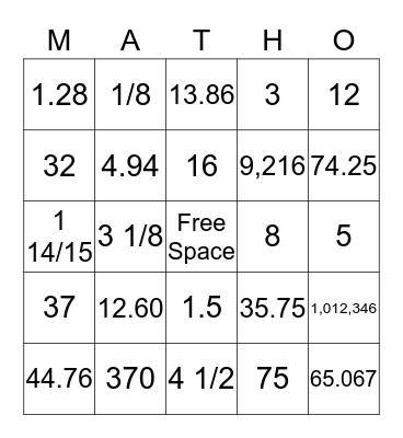 1st and 2nd Quarter Review Bingo Card