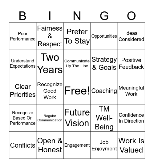 Engagement Bingo Card