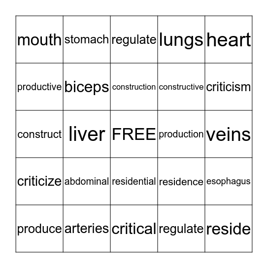 Comprehension Bingo II Bingo Card