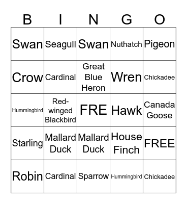 Bird Bingo - Ontario Edition Bingo Card