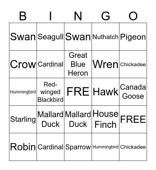 Bird Bingo - Ontario Edition Bingo Card