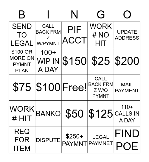 COLLECTOR BINGO Card