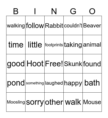 Footprints Bingo Card