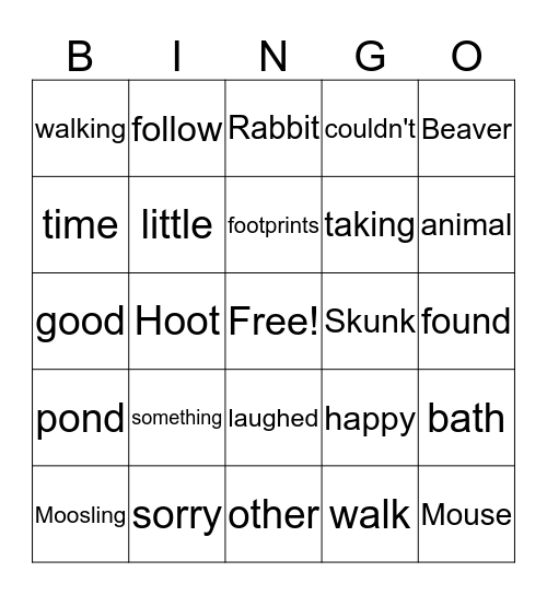 Footprints Bingo Card