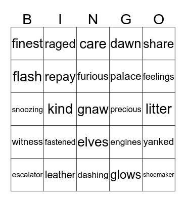 Unit 1 Vocabulary Bingo Card