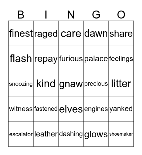 Unit 1 Vocabulary Bingo Card