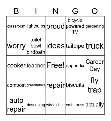 GRAMPS AT SCHOOL Bingo Card