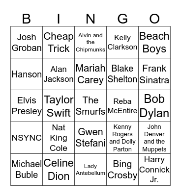 Artists with Christmas Albums Bingo Card