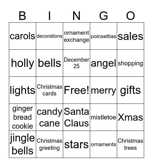 Holiday Bingo Card