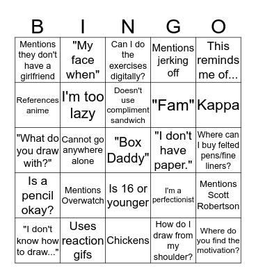 Kids in Drawabox Bingo Card