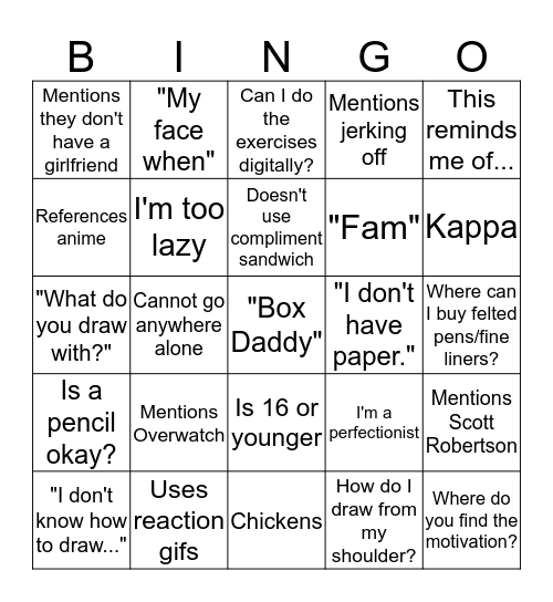 Kids in Drawabox Bingo Card