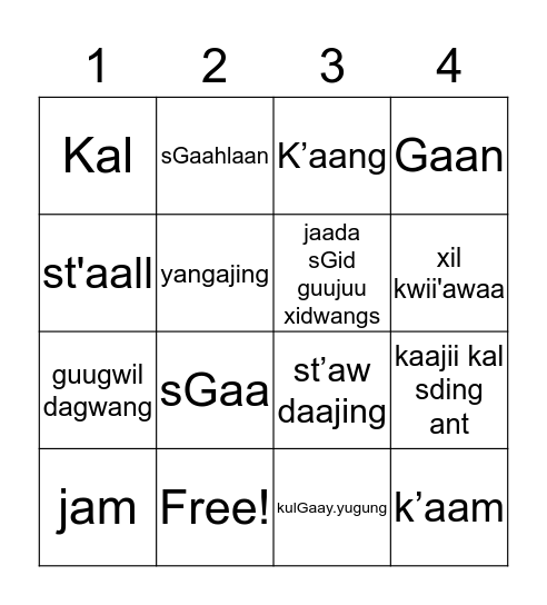 Dii Gwey with Styuu! Bingo Card