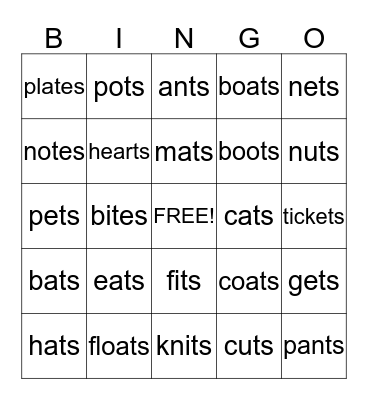 /TS/  - Final Position Bingo Card