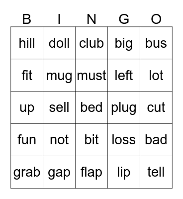 Jolly Phonics 3 Bingo Card