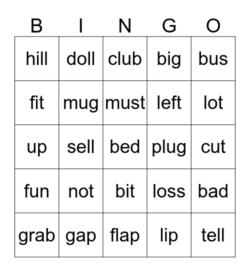 Jolly Phonics 3 Bingo Card