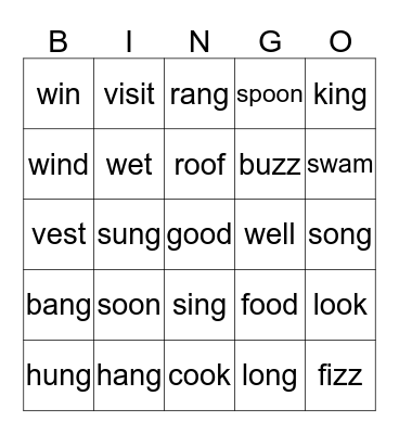 Jolly Phonics 5 Bingo Card